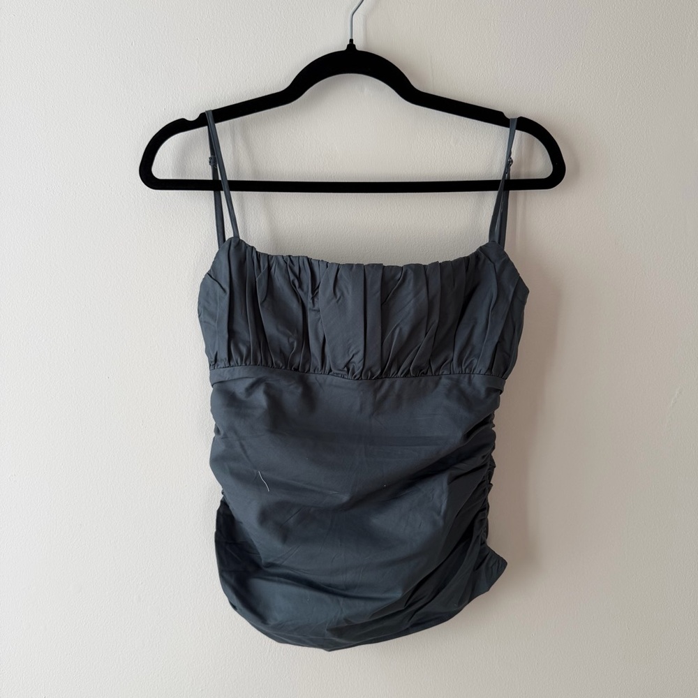 Reformation Dark Gray Ruched Tank Top